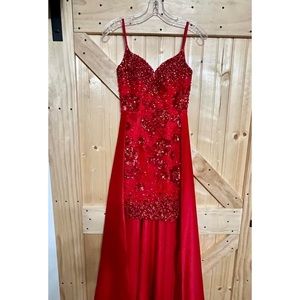 Red Rachel Allan Fun Fashion Dress With Overskirt